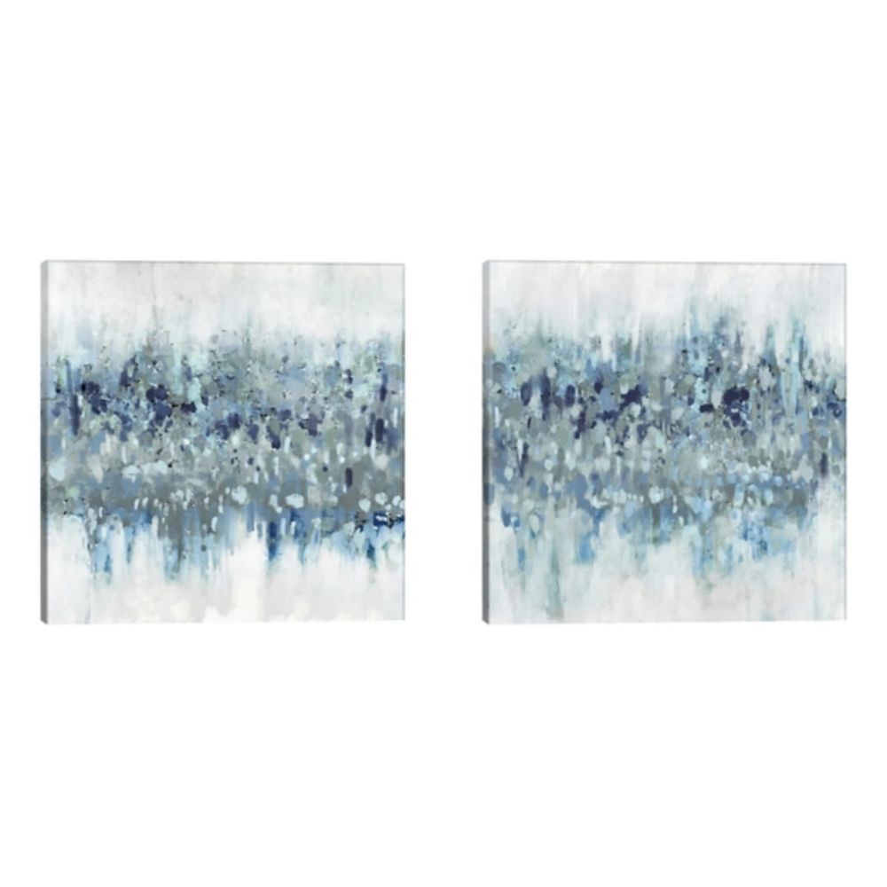 Blue Crossing Abstract Canvas Art Prints, Set of 2