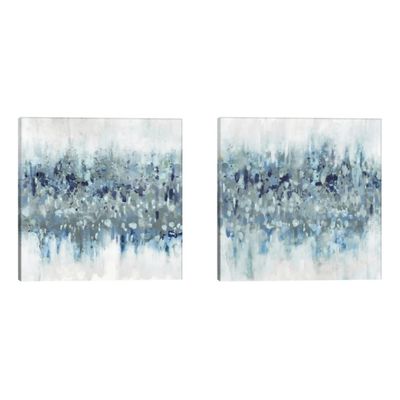 Blue Crossing Abstract Canvas Art Prints, Set of 2