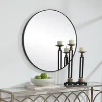 Black Round Simple Frame Wall Mirror