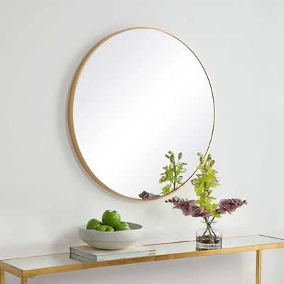 Gold Round Simple Frame Wall Mirror