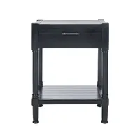 Black Geometrical Industrial Pull Accent Table