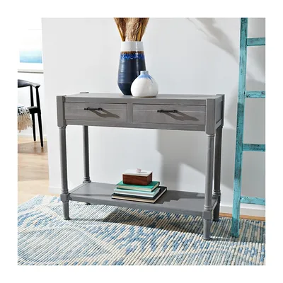 Dove Gray Turned Leg Rustic Console Table