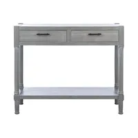 Dove Gray Turned Leg Rustic Console Table