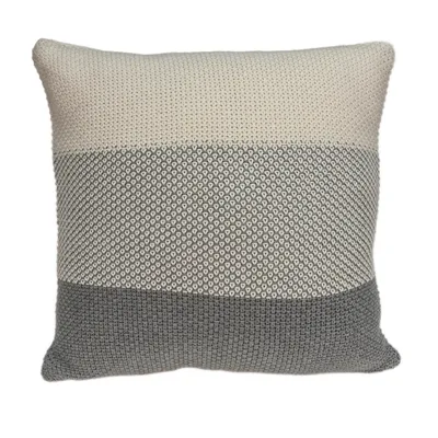 Tan and Gray Blocked Knit Pillow