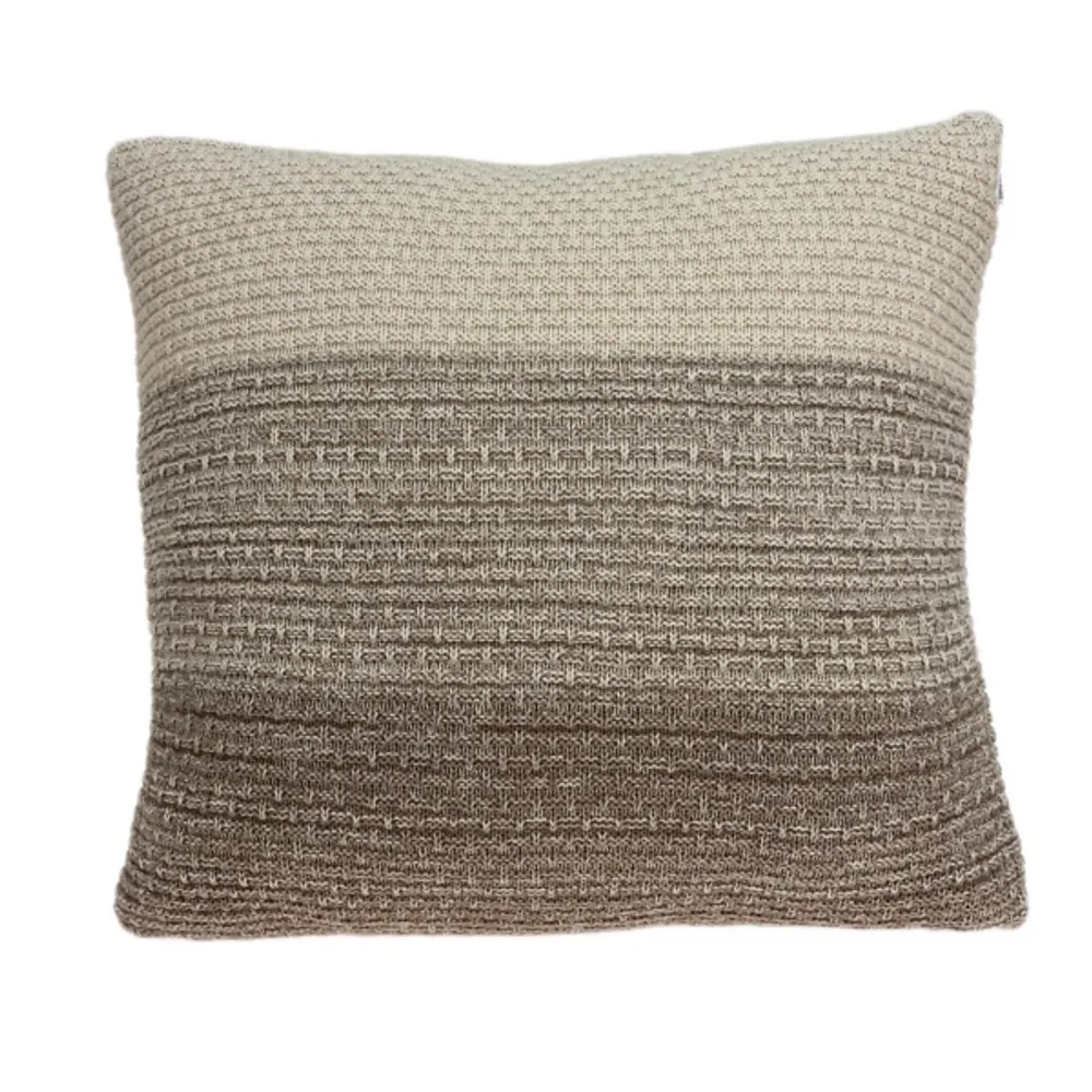 Tan and Brown Block Striped Pillow