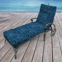 Blue Leaf Outdoor Chaise Cushion