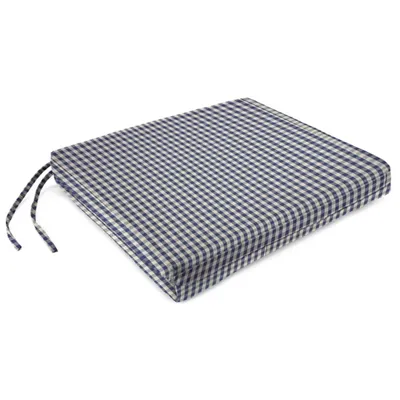 Lapis Gingham Outdoor Seat Cushion