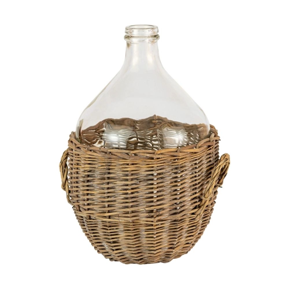 Farmhouse Glass Jug and Wicker Wrap Vase