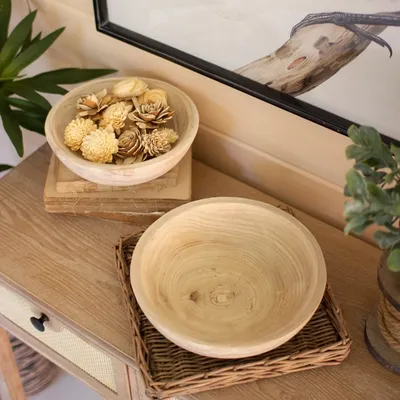 Rustic Forest Ivory Hand Carved 2-pc. Bowl Set