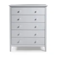 Dove Gray Brazilian Pine Wood Five Drawer Chest