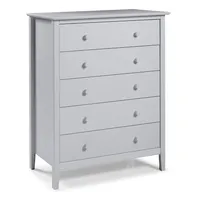 Dove Gray Brazilian Pine Wood Five Drawer Chest