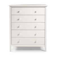 White Brazilian Pine Wood 5-Drawer Chest