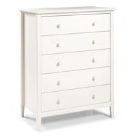 White Brazilian Pine Wood 5-Drawer Chest