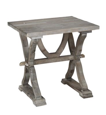 Farmhouse Gray Trestle Base Accent Table