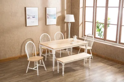 Two Toned Wood Farmhouse Dining Table