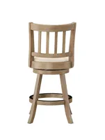 Ivory Linen Slat Back Swivel Counter Stool