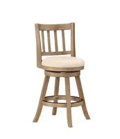 Ivory Linen Slat Back Swivel Counter Stool