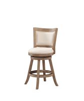 Linen and Driftwood Nailhead Swivel Counter Stool