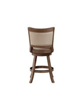 Linen and Driftwood Nailhead Swivel Counter Stool