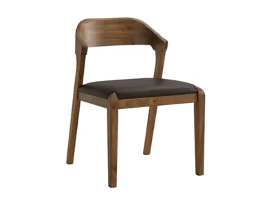 Acacia Wood and Faux Leather Dining Chair