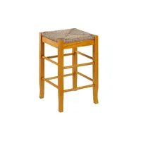 Honey Wood and Woven Rush Counter Stool