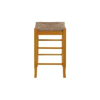 Honey Wood and Woven Rush Counter Stool