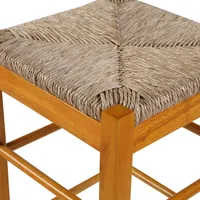 Honey Wood and Woven Rush Counter Stool