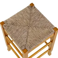 Honey Wood and Woven Rush Counter Stool