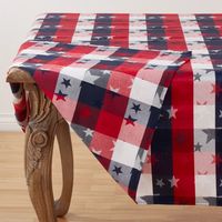 Plaid Stars and Stripes Tablecloth, 84 in.