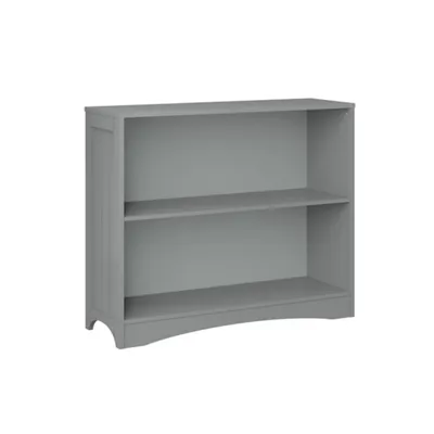 Gray Double Shelf Wooden Bookcase