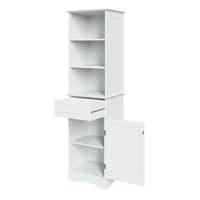 Tall White Open Shelves Cabinet