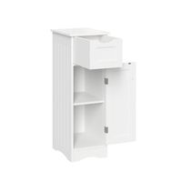 White Slim Single Door Cabinet with Drawer