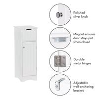 White Slim Single Door Cabinet with Drawer