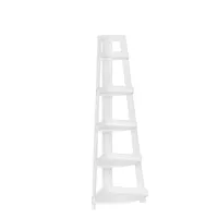 White 5-Tier Corner Ladder Bookshelf