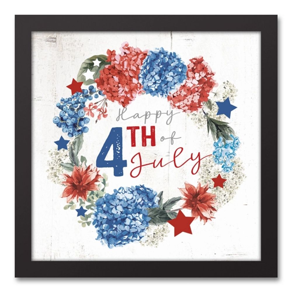 Happy Fourth Wreath Framed Canvas Art Print