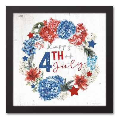 Happy Fourth Wreath Framed Canvas Art Print