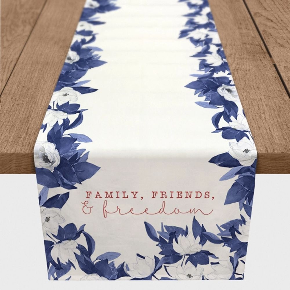 Blue Floral Freedom Table Runner