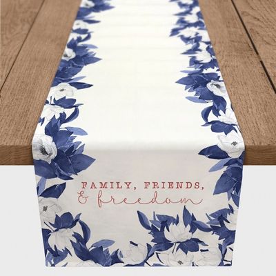 Blue Floral Freedom Table Runner