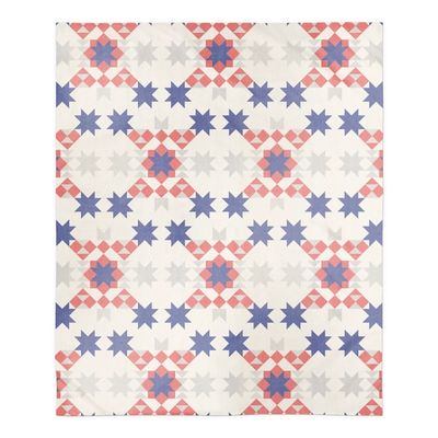 Patriotic Quilt Print Sherpa Fleece Throw