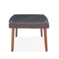 Dark Brown Wicker Coffee Table with Glass Top