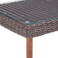 Dark Brown Wicker Coffee Table with Glass Top