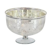 Distressed Silver Glass Pedestal Bowl