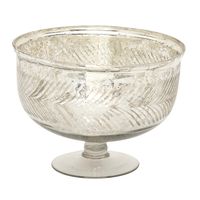 Distressed Silver Glass Pedestal Bowl