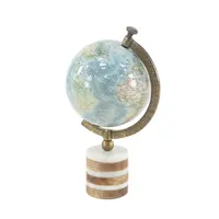 Turquoise Ceramic and Wood Coastal Globe