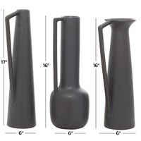 Dark Gray Ceramic Vases, Set of 3