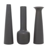 Dark Gray Ceramic Vases, Set of 3