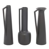 Dark Gray Ceramic Vases, Set of 3