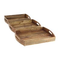 Dark Mango Wood Cutout 3-pc. Tray Set