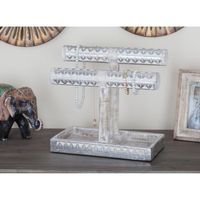 Distressed Silver Wood Jewelry Stand