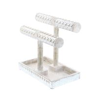 Distressed Silver Wood Jewelry Stand